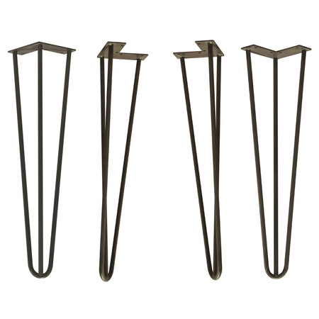 OSBORNE WOOD PRODUCTS 18 x 4 SOLD AS A SET OF FOUR~Hairpin Metal Table Legs in Flat Black Fi 413003BL